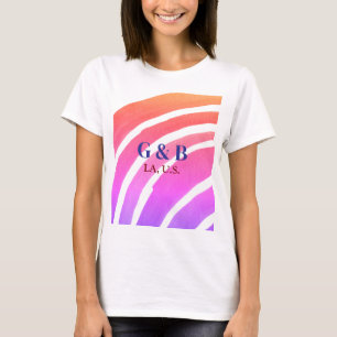 T-shirt Pink jaune arc-en-ciel ajouter nom du couple place