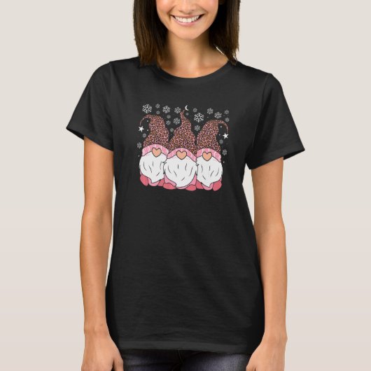 T-shirt Pink Leopard Hat Gnomes Christmas Day Women's Appa (Devant)