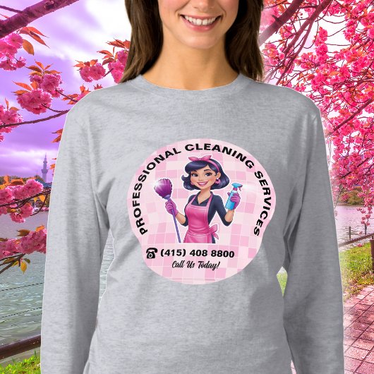 T-shirt Pink Maid Janitorial Cleaning Service Uniform