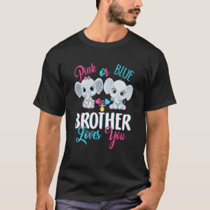 T-shirt Pink or Blue Brother Vous Aime Eléphants Baby Gend
