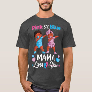T-shirt Pink or Blue Mama Vous Aime Bébé Noir Genre Réve