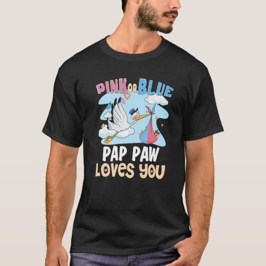 T-shirt Pink or Blue Pap Paw Loves You Best Grandpa Ever G (Devant)