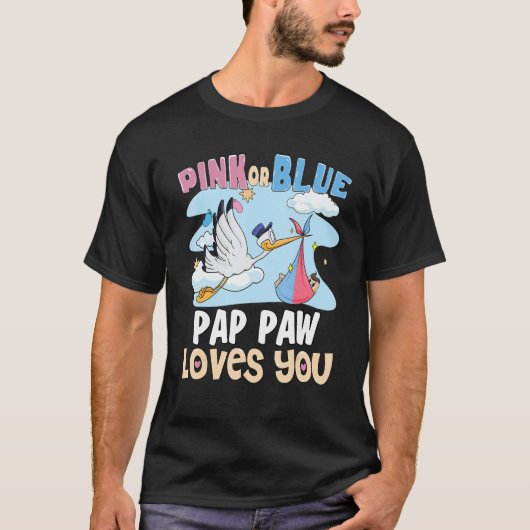 T-shirt Pink or Blue Pap Paw Loves You Best Grandpa Ever G (Devant)