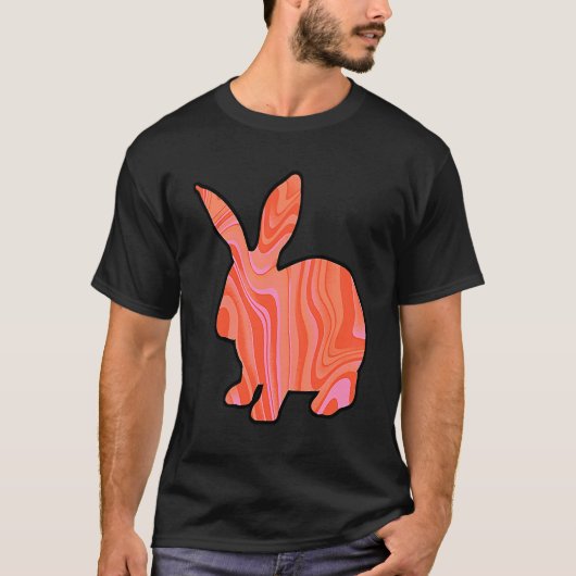 T-shirt Pink Orange Psychedelic Bunny Rabbit (Devant)