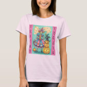 T-SHIRT PINK PARTY WITCH, MAGIC BLACK CHAT TRICK OU TRAITE (Devant)