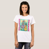 T-SHIRT PINK PARTY WITCH, MAGIC BLACK CHAT TRICK OU TRAITE (Devant entier)
