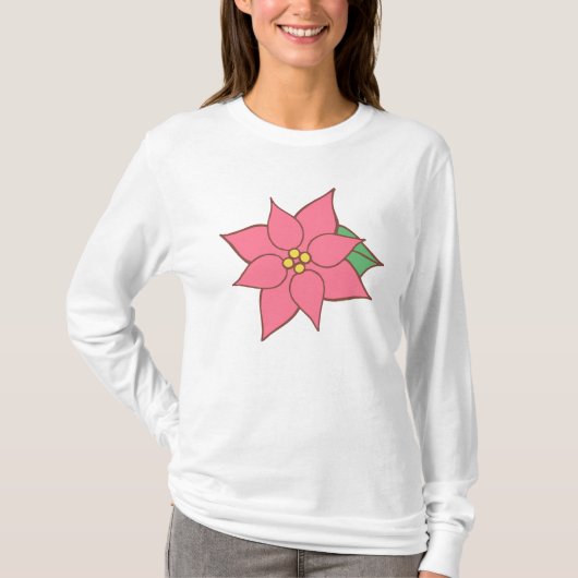 T-shirt Pink Poinsettia T Shirt  (Devant)