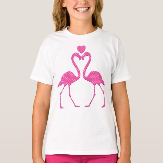 T-shirt Pink Polka Dot Flamant rose Saint Valentin Chemise (Devant)
