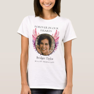 T-shirt Pink & Purples Ange Wings Funeral Photo Memorial