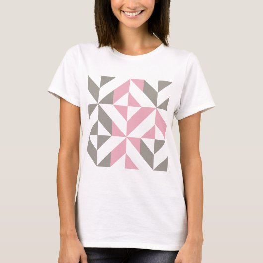 T-shirt Pink Raspberry and Silver Geometric ZigZag (Devant)