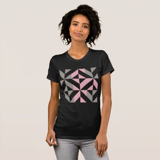 T-shirt Pink Raspberry and Silver Geometric ZigZag (Devant entier)