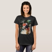 T-SHIRT PINK RED ANEMONES WHITE FLOWERS, BUTTERFLY MONOGRA (Devant entier)