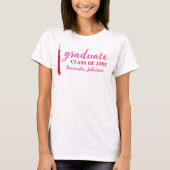 T-shirt Pink & Red Graduate Name 2024 Graduation (Devant)