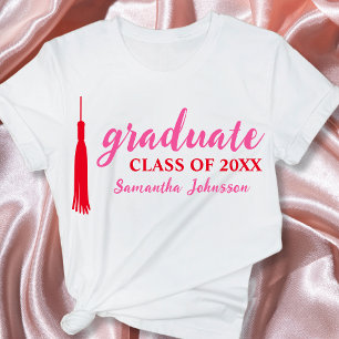 T-shirt Pink & Red Graduate Name 2024 Graduation