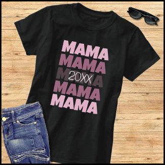 T-shirt Pink Repeat Typography Promoted To Mama 2026