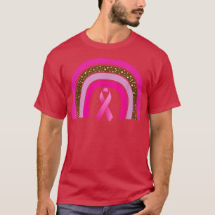 T-shirt Pink Ribbon Boho Rainbow Sensibilisation au cancer