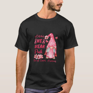 T-shirt Pink Ribbon Gnome Breast Cancer Awareness Support 