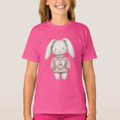 T-shirt Pink Sweet Cute Bunny Pink Sweater Heart (Devant)