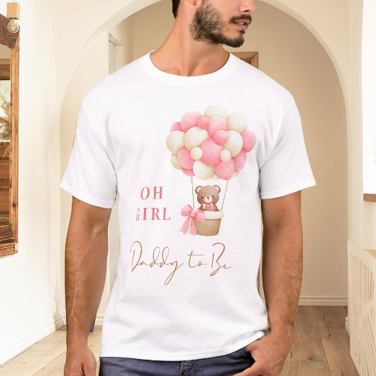 T-shirt Pink Teddy Ours Oh Fille Balloon Papa À Être