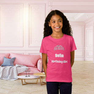 T-Shirt Pink tiara nom fille d'anniversaire