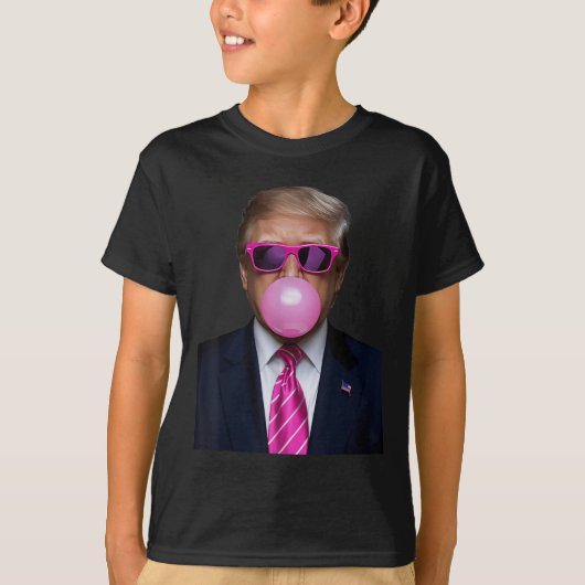 T-shirt Pink Trump Bubble Gum Gift 2024 Vote Président Fun (Devant)