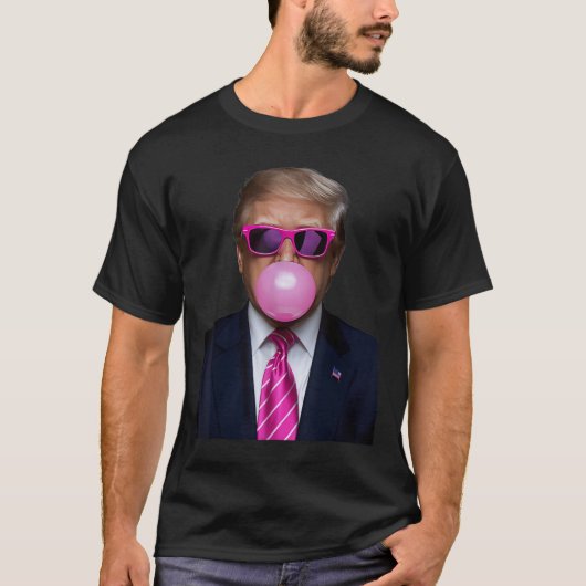 T-shirt Pink Trump Bubble Gum Gift 2024 Vote Président Fun (Devant)