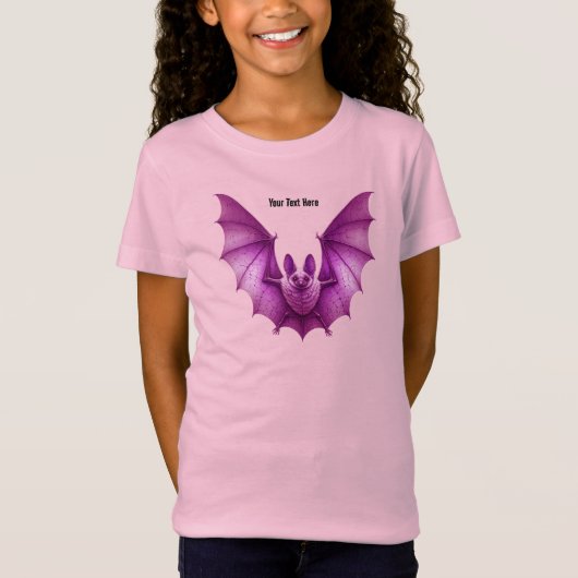 T-Shirt Pink vif Halloween Éffrayant Fun Bat (Devant)
