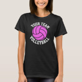 T-shirt Pink Volleyball Custom Nom de l’équipe Tee noire p (Devant)