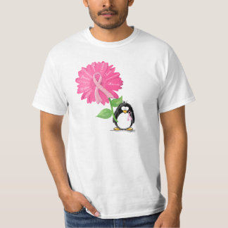 T-shirt pinkRibbon-avec le pingouin et le daisy2