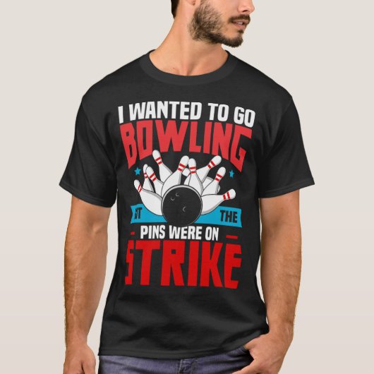 T-shirt Pins On Strike Bowler  Bowling Men Women (Devant)
