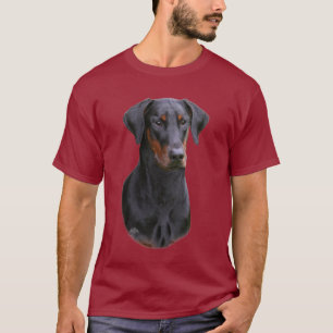 T-shirt Pinscher noir à oreilles naturel de dobermann