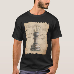 T-shirt Pion King / Reine, croquis Vintage Art. Cadeau