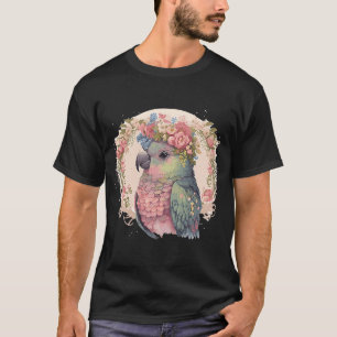 T-shirt Pionus Parrot Oiseau Fleur Couronne Animaux de com