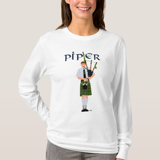 T-shirt PIPER Vert Plaid (Devant)