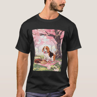 T-shirt Pique-nique de Chien Drôle Fleur de Cerisier beagl