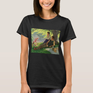 T-shirt Pique-nique familial vintage amusant sous un arbre