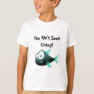 T-shirt Piranha Fou, Création de Poisson de Dessin Animé D