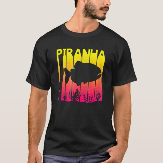 T-shirt Piranha Poisson Rétro (Devant)