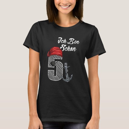 T-shirt Pirate Anniversaire 5 Ans Avec Patch Oeil Et Anc (Devant)