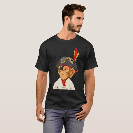 T-shirt Pirate Ape Nft thème Capitaine singe (Devant entier)