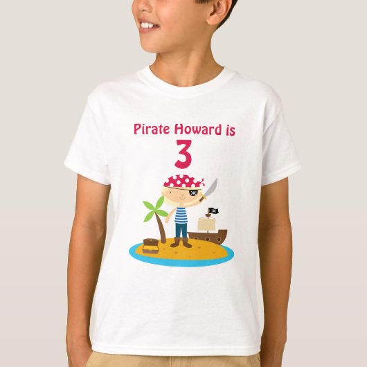 T-shirt Pirate Birthday Boy Custom Name (Devant)