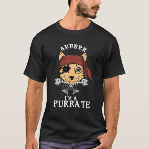 T-shirt Pirate Ca Arr Purrate Kitty Eye Patch Poche G