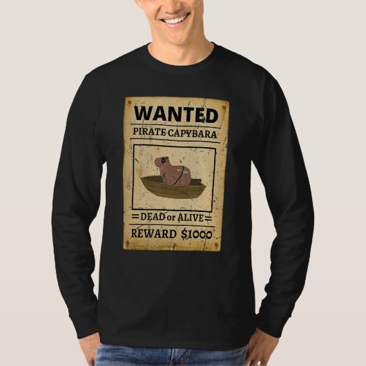 T-shirt Pirate Capybara Wanted Poster Capybara For Kids (Devant)