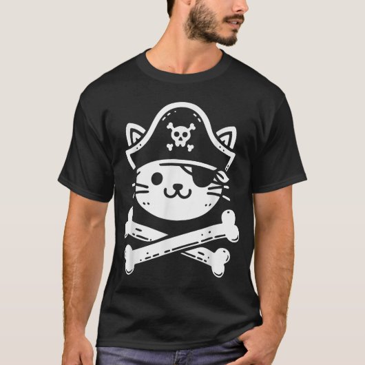 T-shirt Pirate Chat Crossbones Amoureux de les chats Chats (Devant)