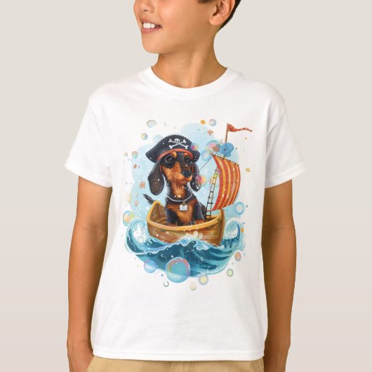 T-shirt Pirate Dachshund Funny Chien Kids (Devant)