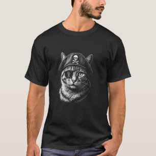 T-shirt Pirate de chat Patch oeil Halloween, Kitten Hipste