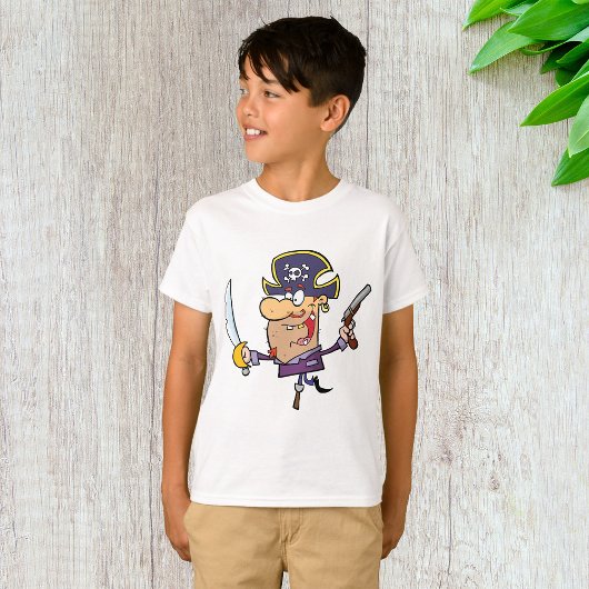 T-shirt Pirate de dessin animé avec épée et pistolet