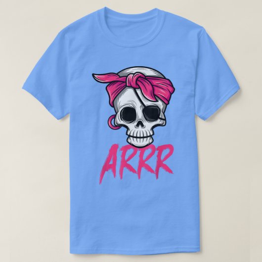 T-shirt Pirate Dead With Eye Patch Pink Bandana Halloween (Design devant)