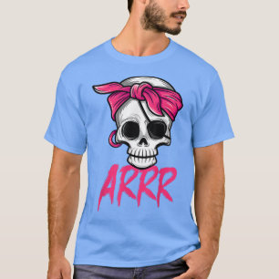 T-shirt Pirate Dead With Eye Patch Pink Bandana Halloween