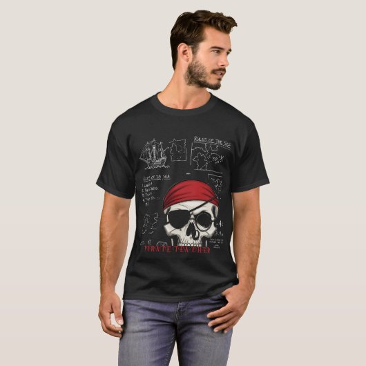T-shirt Pirate Enseignant Funny Skull & Math Règles (Devant entier)